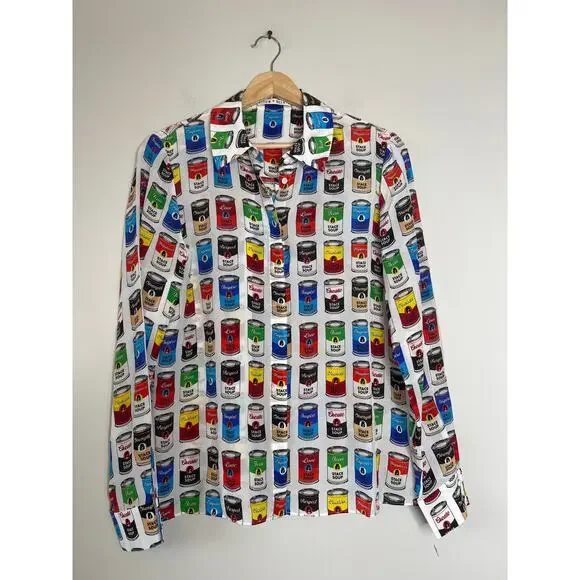 NEW Alice + Olivia Stace Soup Willa Button Long Sleeve Blouse Blue Size: Medium - Picture 2 of 8